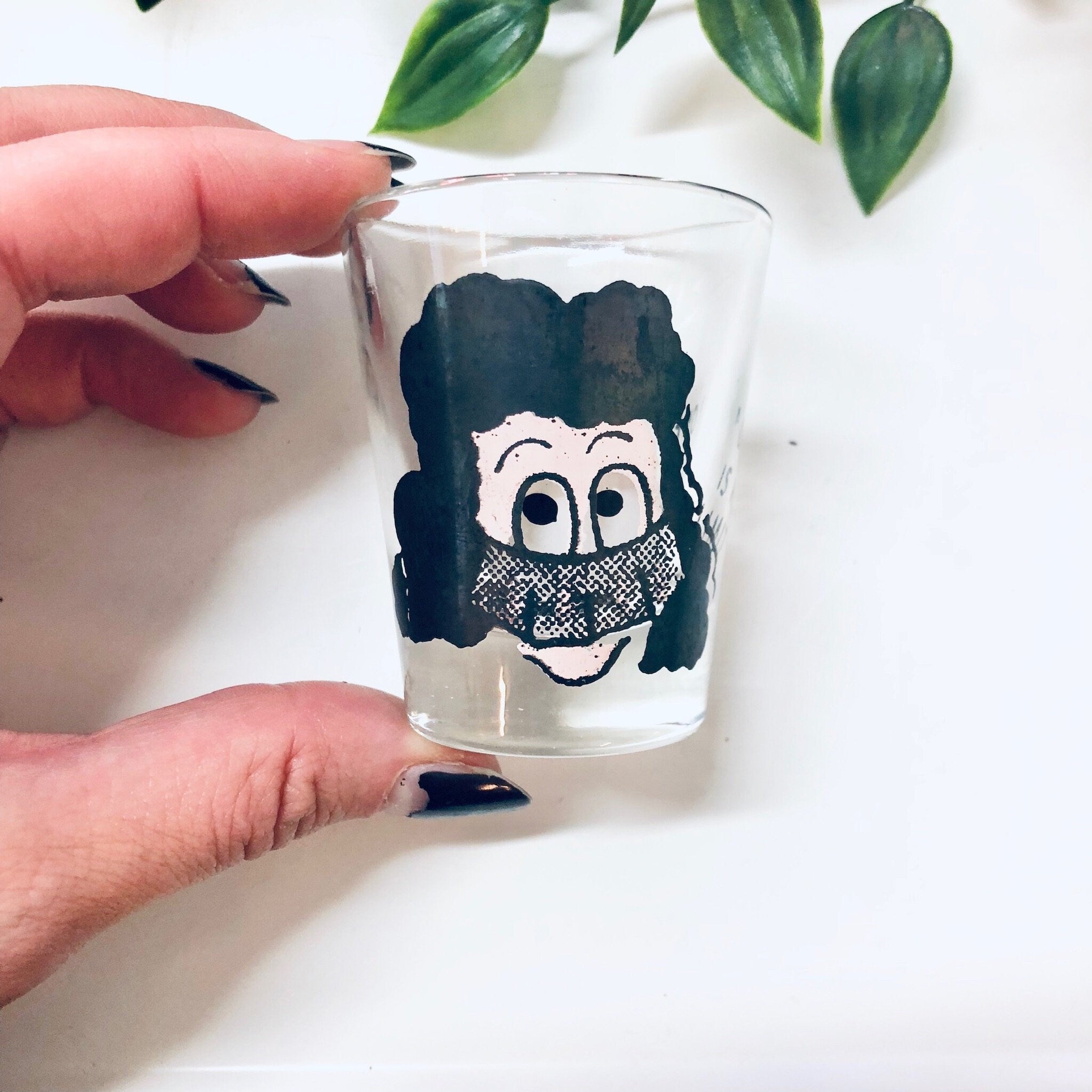 Vintage Shot Glass, Humorous Glass, Funny Glass, Joke Shot Glass, One is My Limit, Home Bar, Vintage Home Decor, Vintage Bar Face Shot Glass