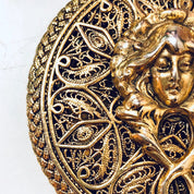 Vintage Locket, Gold Toned Jewelry, Pendant, Lady Face Pendant, Necklace, Vintage Jewelry