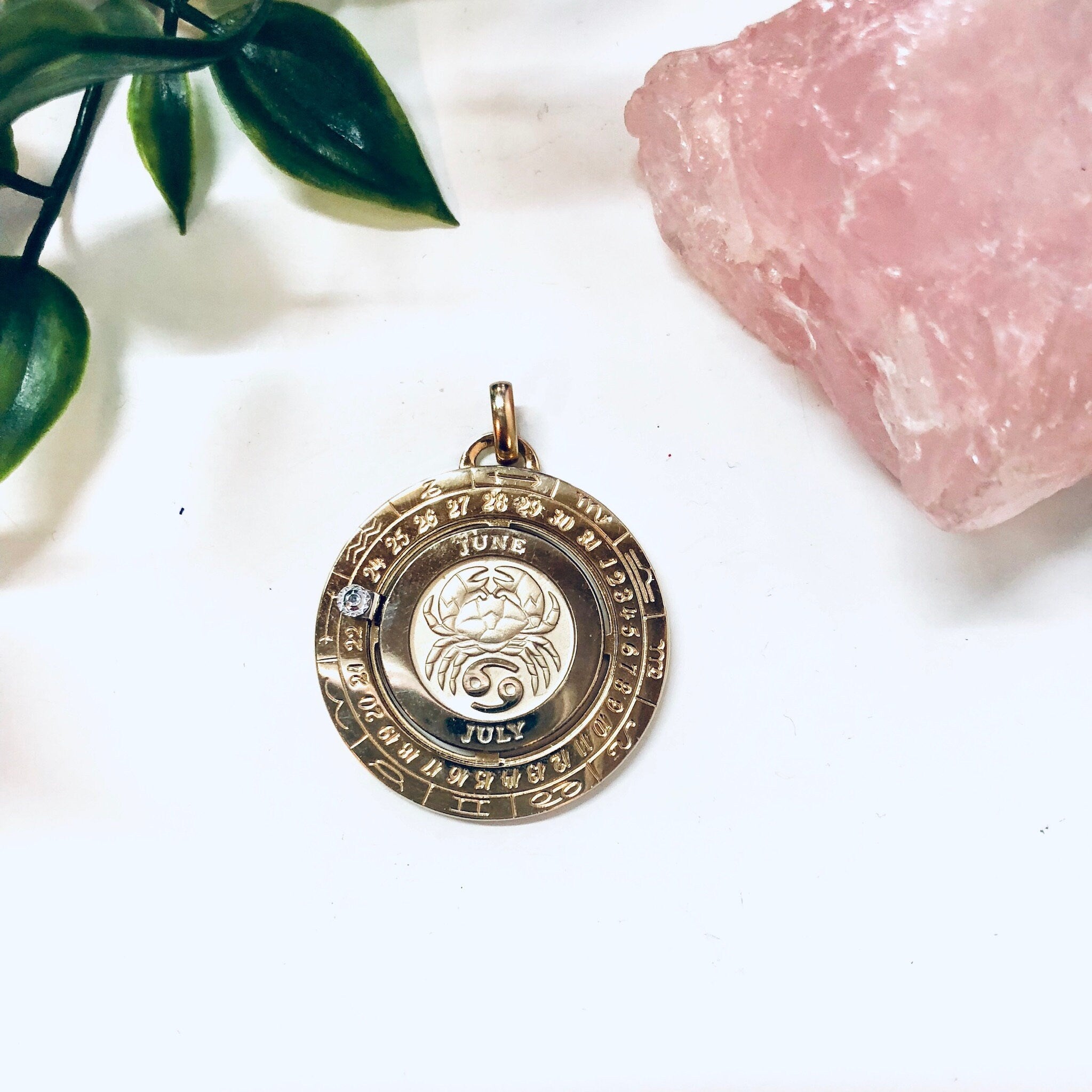 Vintage Pendant, Gold Cancer Pendant, Zodiac Jewelry, Vintage Jewelry, Crab Pendant, Moon Child, Cancer, Gold Toned Pendant