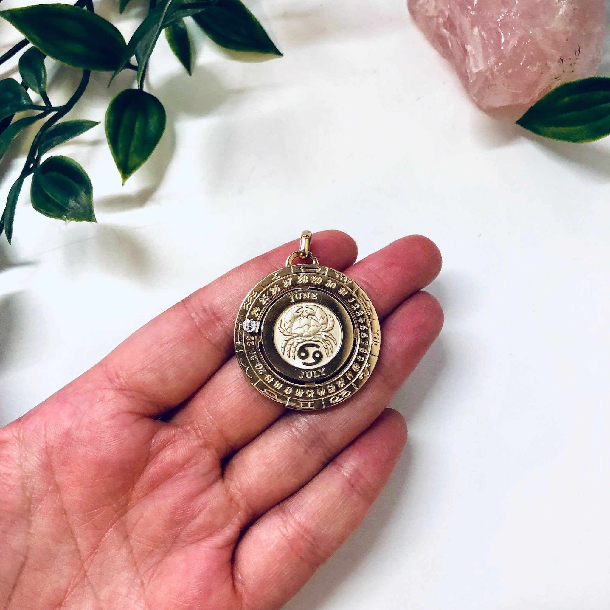 Vintage Pendant, Gold Cancer Pendant, Zodiac Jewelry, Vintage Jewelry, Crab Pendant, Moon Child, Cancer, Gold Toned Pendant