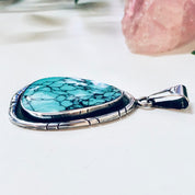 Vintage Pendant, Turquoise Pendant, Sterling Silver Pendant, Blue and Silver, Southwestern Style, Boho Pendant, Bohemian Jewelry, Necklace