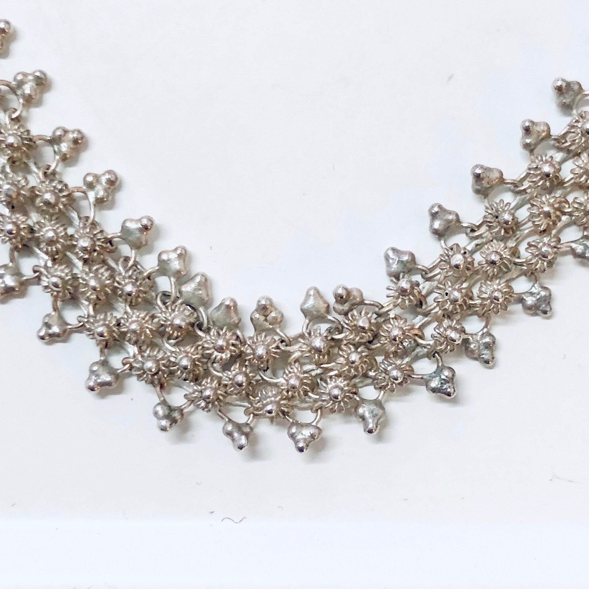 Vintage Silver Necklace, Vintage Choker, Link Necklace, Short Necklace, Vintage Jewelry, Thick Choker, Statement Jewelry, Hook Closure,