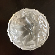 Vintage Glass Jewelry Box, Glass Box, Lidded Glass Box, Frosted Glass, Carved Glass, Naked Women, Art, Woman Figure, Catch All Dish,