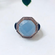 Vintage Cocktail Ring, Purple and Black Ring, Vintage Jewelry, Sterling Silver Ring, Light Purple Stone, Light Blue, Filagree Ring, Unique