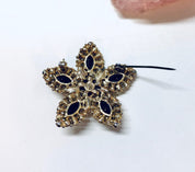 Vintage Brooch, Gold Toned Jewelry, Vintage Jewelry, Black Gemstones, Star Shaped, Star Jewelry, Vintage Pin, Costume Jewelry, Holiday Gift