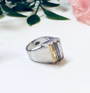 Vintage Silver Ring, Sterling Silver Ring, Vintage Jewelry, Purple Gemstone, Yellow Gemstone, Statement Jewelry, Unique Jewelry, Sparkly