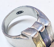 Vintage Silver Ring, Sterling Silver Ring, Vintage Jewelry, Purple Gemstone, Yellow Gemstone, Statement Jewelry, Unique Jewelry, Sparkly