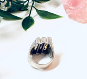 Vintage Silver Ring, Sterling Silver Ring, Vintage Jewelry, Purple Gemstone, Yellow Gemstone, Statement Jewelry, Unique Jewelry, Sparkly