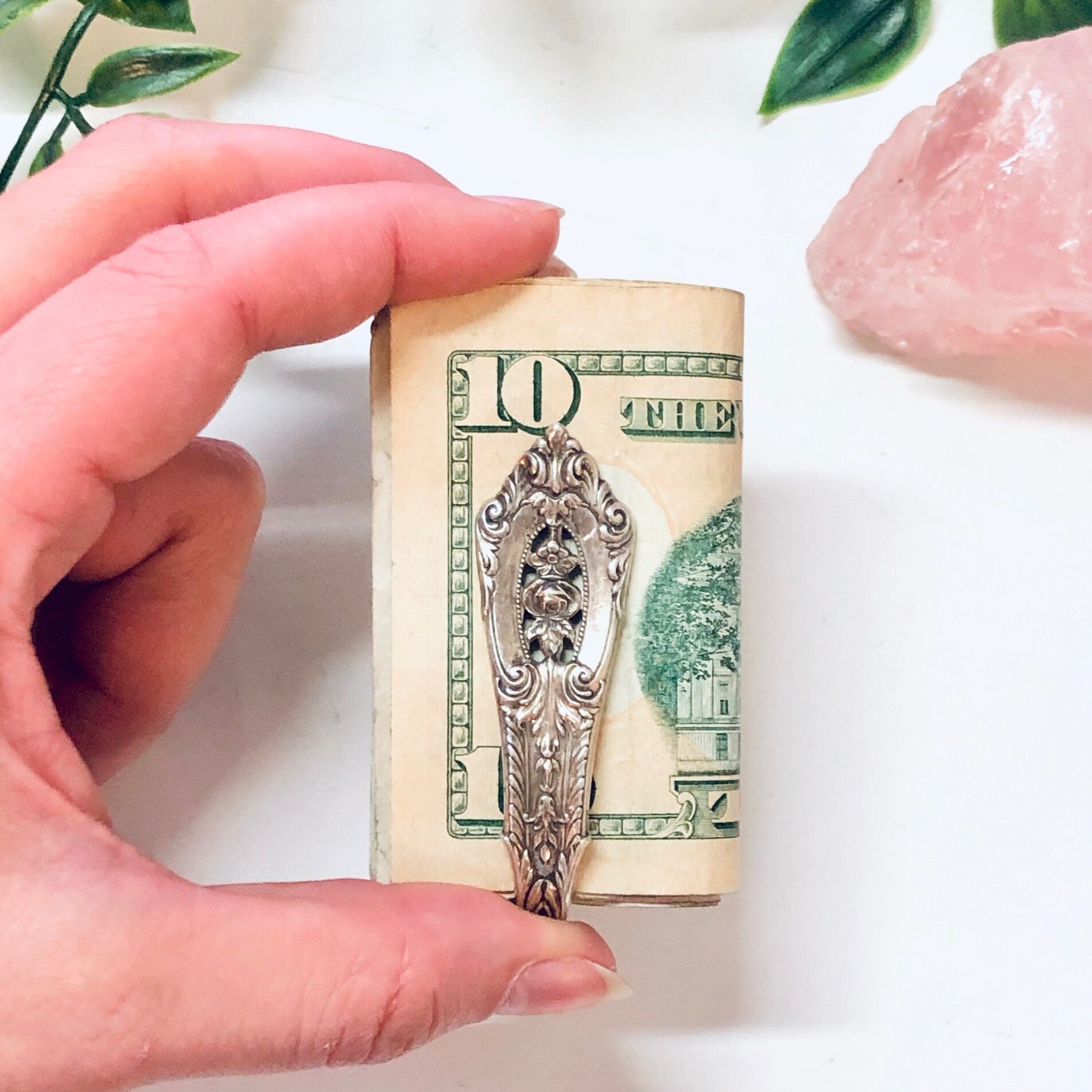 Vintage Money Clip, Silverware Money Clip, Spoon Clip, Fork Clip, Silverware, Large Money Clip, Ornate Accessory, Silver Money Clip