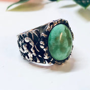 Vintage Silver Ring, Turquoise Ring, Sterling Silver, Vintage Jewelry, Blue, Green, Silver, Textured Silver, Statement Jewelry, Large Ring