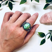 Vintage Silver Ring, Turquoise Ring, Sterling Silver, Vintage Jewelry, Blue, Green, Silver, Textured Silver, Statement Jewelry, Large Ring