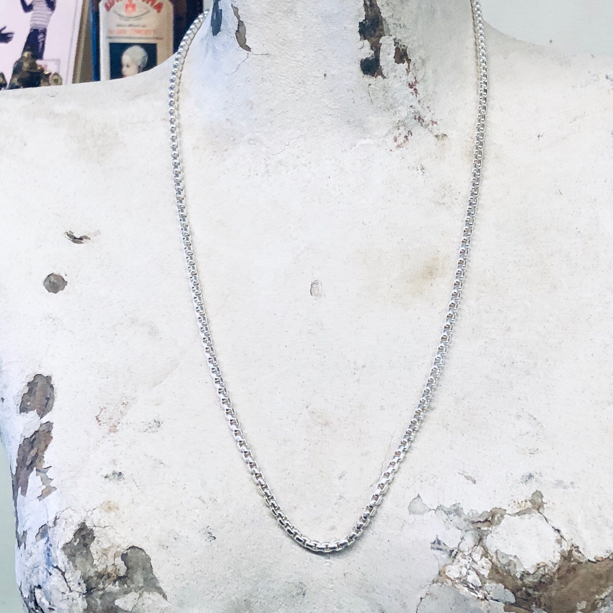 Vintage Necklace, Sterling Silver, Vintage Chain, Sterling Silver Chain, Thick Chain, Chunky Necklace, Link Chain, Necklace, Vintage Jewelry