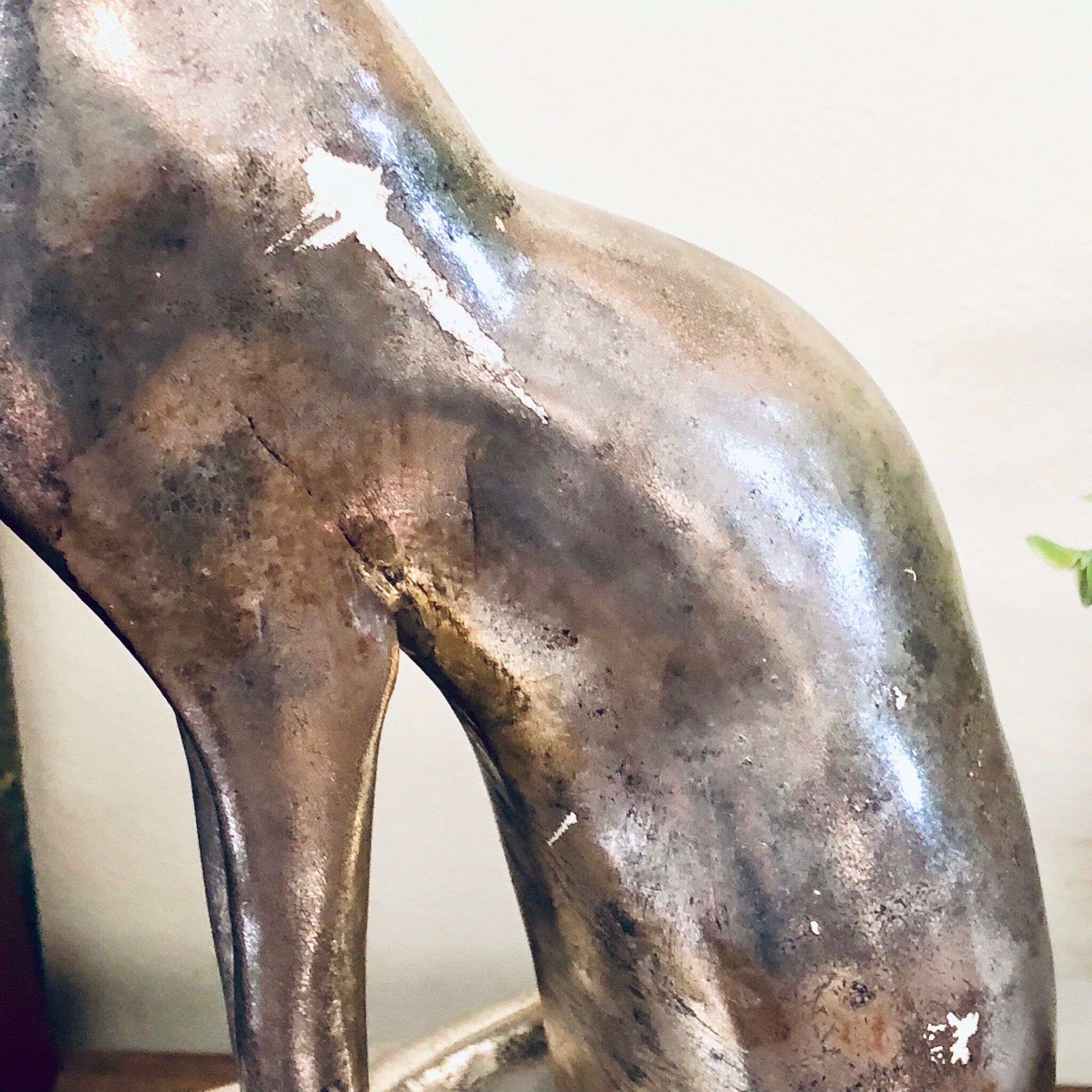 Vintage silver cat statue sculpture for home decor and mantle piece