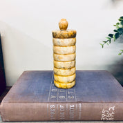 Alabaster Container, Yellow Alabaster, Italian Marble, Marble Container, Made in Italy, Yellow, Grey, White, Lidded Container, Column,
