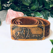 Vintage Belt, Leather Belt, Cowboy Belt, Brown Leather, Belt Buckle, Southwestern Belt, Small Belt, Skinny Belt, Hook Buckle, Vintage Style