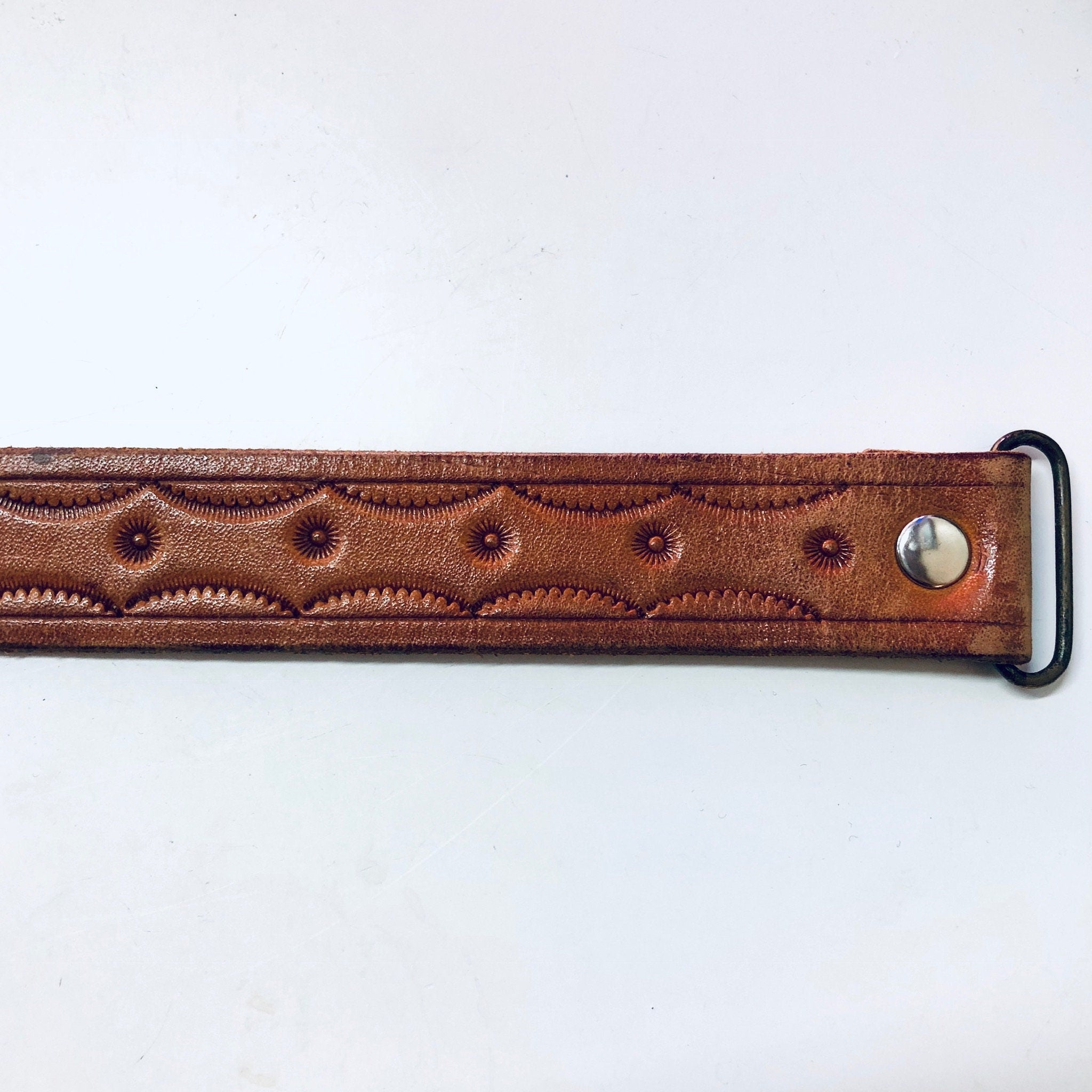 Vintage Belt, Leather Belt, Cowboy Belt, Brown Leather, Belt Buckle, Southwestern Belt, Small Belt, Skinny Belt, Hook Buckle, Vintage Style
