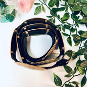 Vintage Belt, Skinny Concho Belt, Brass Concho Belt, High Waisted Belt, Southwestern, Hippie, Bohemian Style, Brown Leather, Leather Belt,