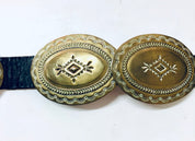 Vintage Belt, Skinny Concho Belt, Brass Concho Belt, High Waisted Belt, Southwestern, Hippie, Bohemian Style, Brown Leather, Leather Belt,