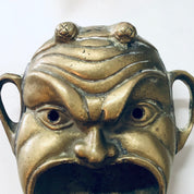 Vintage Brass Devil Ashtray, Wide Mouth Devil Tray, Made in Italy, Incense Burner, Brass Coin Dish, Catch All Dish