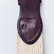 Vintage Woven Belt, Crab Belt, Blue Crabs, Boating Belt, Leather Belt, Brass Belt Buckle, Preppy Dad Belt, Blue, Brown, Brass, Fisherman