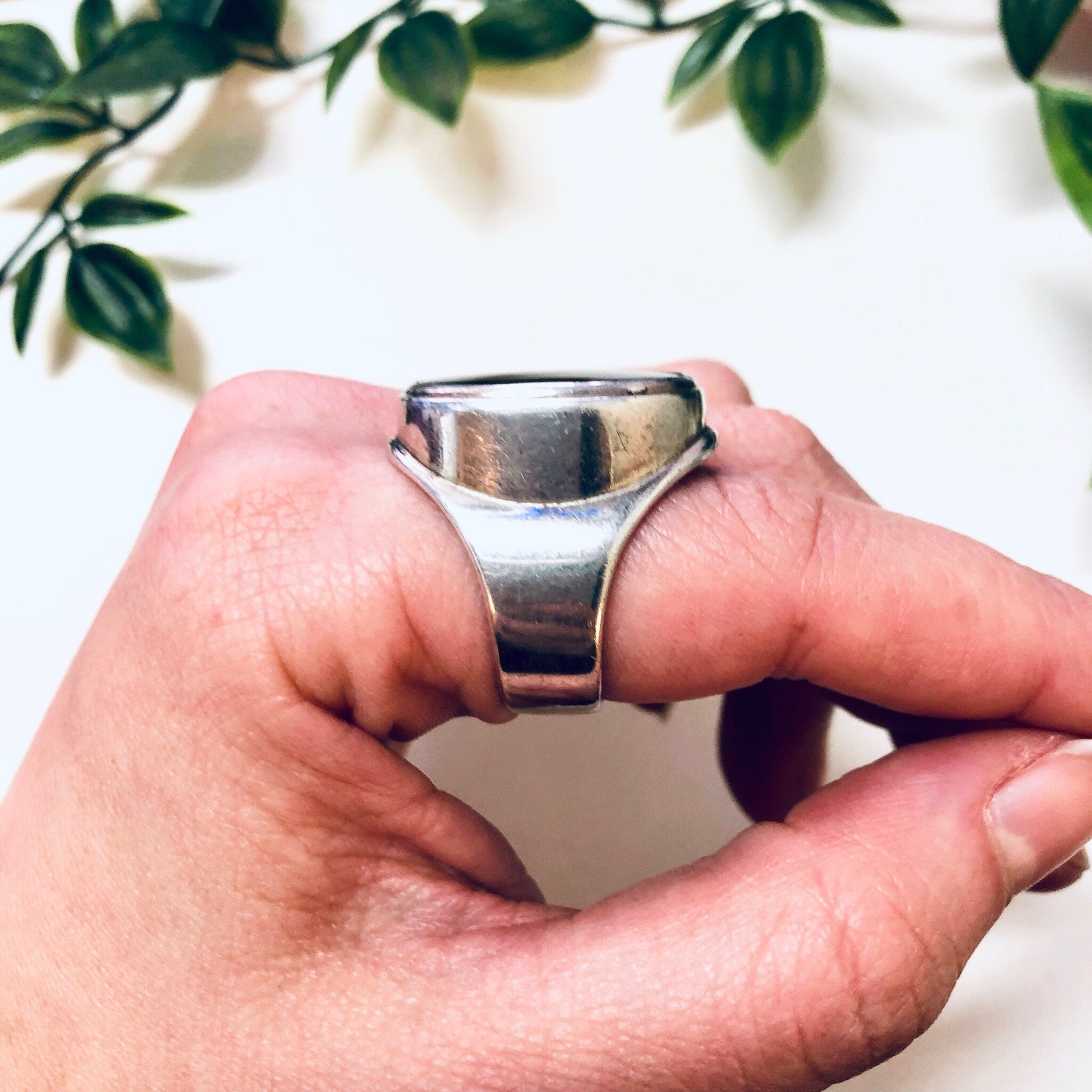 Vintage Silver Ring, Black Onyx Ring, Oval Shaped Stone, Mike Heintz Ring, Designer Jewelry, Vintage Jewelry, Large Ring, Simple Jewelry,