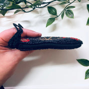 Vintage Purse, Beaded Purse, Small Bag, Evening Bag, Beaded Handbag, Black Beads, Gold Beads, Red Beads, Change Purse, Beaded Wallet, Beads