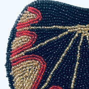 Vintage Purse, Beaded Purse, Small Bag, Evening Bag, Beaded Handbag, Black Beads, Gold Beads, Red Beads, Change Purse, Beaded Wallet, Beads