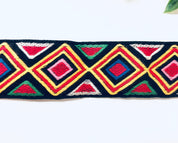 Vintage Belt, Woven Belt, Vintage Accessories, Geometric Design Belt, Colorful, Thick Belt, Wide Belt, Yellow, Black, Red, Green, Blue White