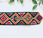 Vintage Belt, Woven Belt, Vintage Accessories, Geometric Design Belt, Colorful, Thick Belt, Wide Belt, Yellow, Black, Red, Green, Blue White
