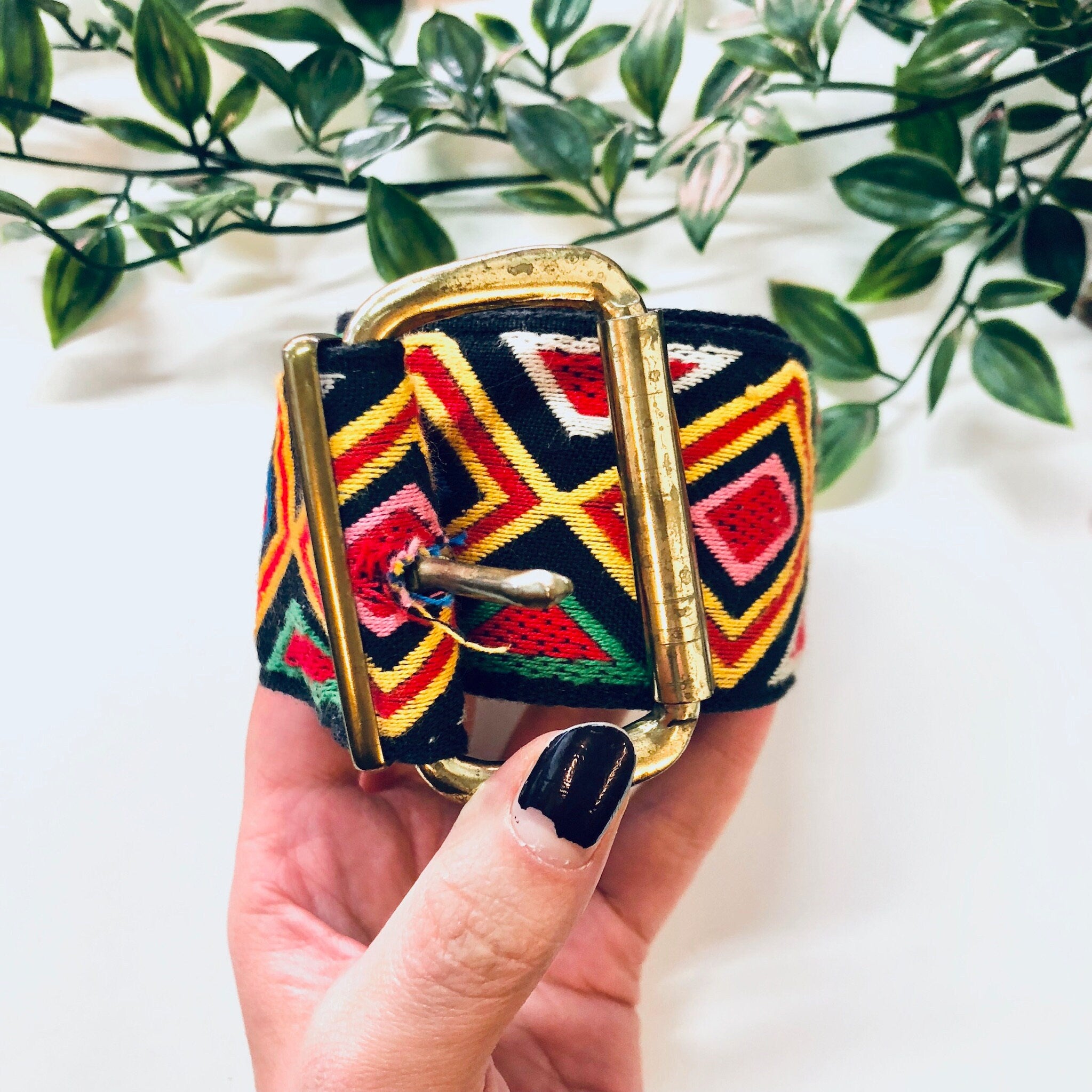 Vintage Belt, Woven Belt, Vintage Accessories, Geometric Design Belt, Colorful, Thick Belt, Wide Belt, Yellow, Black, Red, Green, Blue White