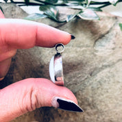 Vintage Silver Pendant with White Stone, Milky White Stone, Made in Mexico, Silver and White, Circular Pendant, Boho Style, Pendant Necklace
