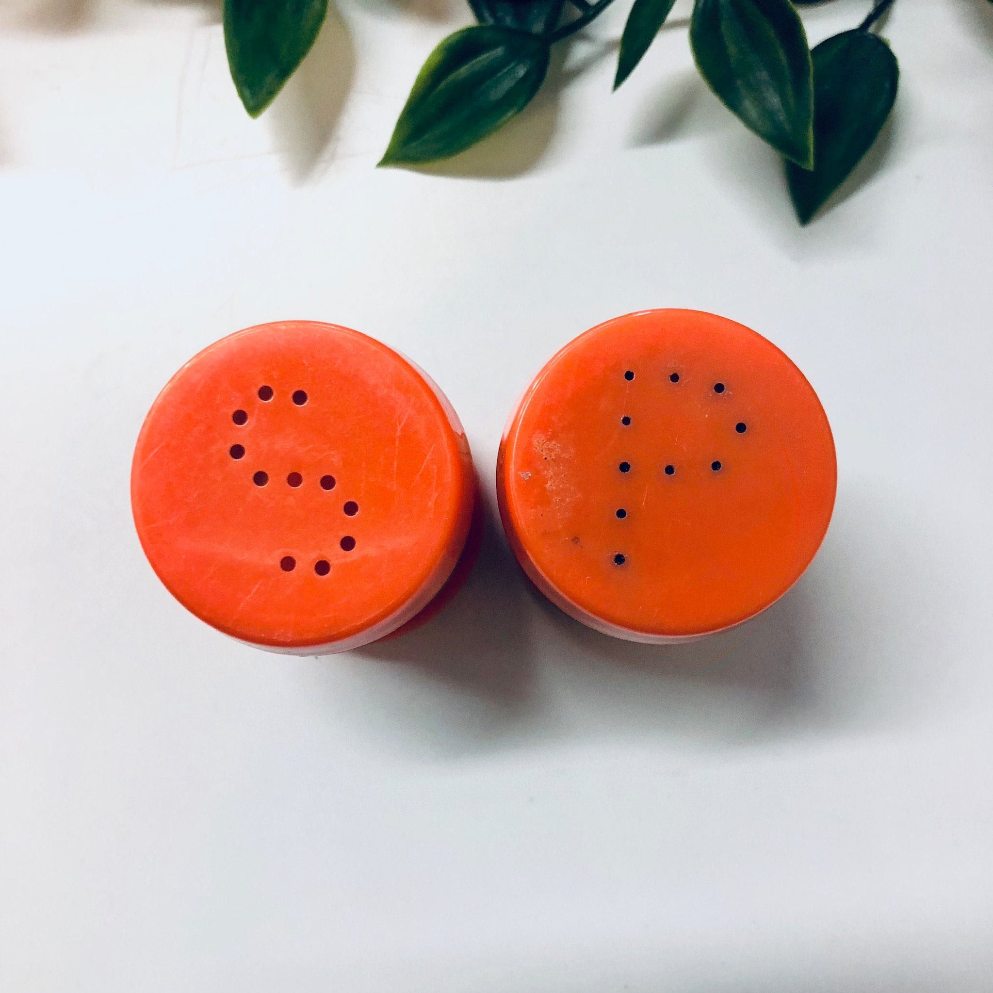 Vintage Salt and Pepper Shakers, Vintage Shakers, Orange and Green Decor, Deer, St Labre Indian School, 1960s Decor, Vintage Home Decor