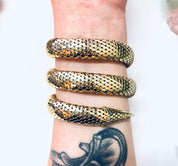 Vintage Snake Bracelet, Whiting and Davis Mesh, Gold Toned Bracelet, Coiled Snake, Vintage Jewelry, Snake Jewelry, Mesh Jewelry,