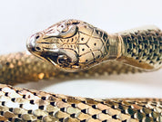 Vintage Snake Bracelet, Whiting and Davis Mesh, Gold Toned Bracelet, Coiled Snake, Vintage Jewelry, Snake Jewelry, Mesh Jewelry,