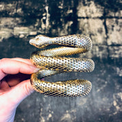 Vintage Snake Bracelet, Whiting and Davis Mesh, Gold Toned Bracelet, Coiled Snake, Vintage Jewelry, Snake Jewelry, Mesh Jewelry,