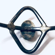 Vintage Silver Bracelet, Cuff Bracelet, Tigers Eye, Sterling Silver, Vintage Jewelry, Unique Jewelry, Cut out Design, Triangle Shape , Brown