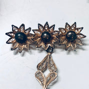 Vintage Floral Brooch, Silver Pin, Dangling Brooch, Flower Jewelry, Vintage Pin, Sterling Silver Pin, Brooch for Mom