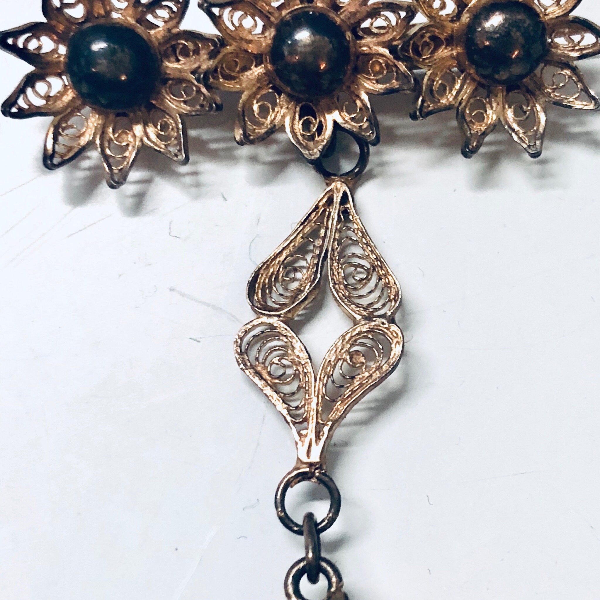 Vintage Floral Brooch, Silver Pin, Dangling Brooch, Flower Jewelry, Vintage Pin, Sterling Silver Pin, Brooch for Mom