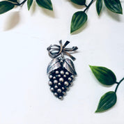 Vintage Brooch, Grape Brooch, Silver Brooch, Vintage Pin, Vintage Jewelry, Food Jewelry, Unique Jewelry, Dangling Brooch, Denmark Jewelry