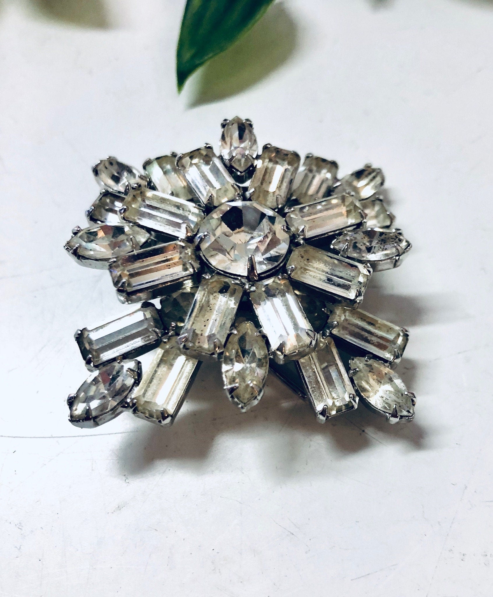 Rhinestone Brooch, Joseph Warner, Warner Jewelry, Vintage Jewelry, Rhinestones, Costume Jewelry, Large Brooch, Unique Jewelry, Vintage Pin