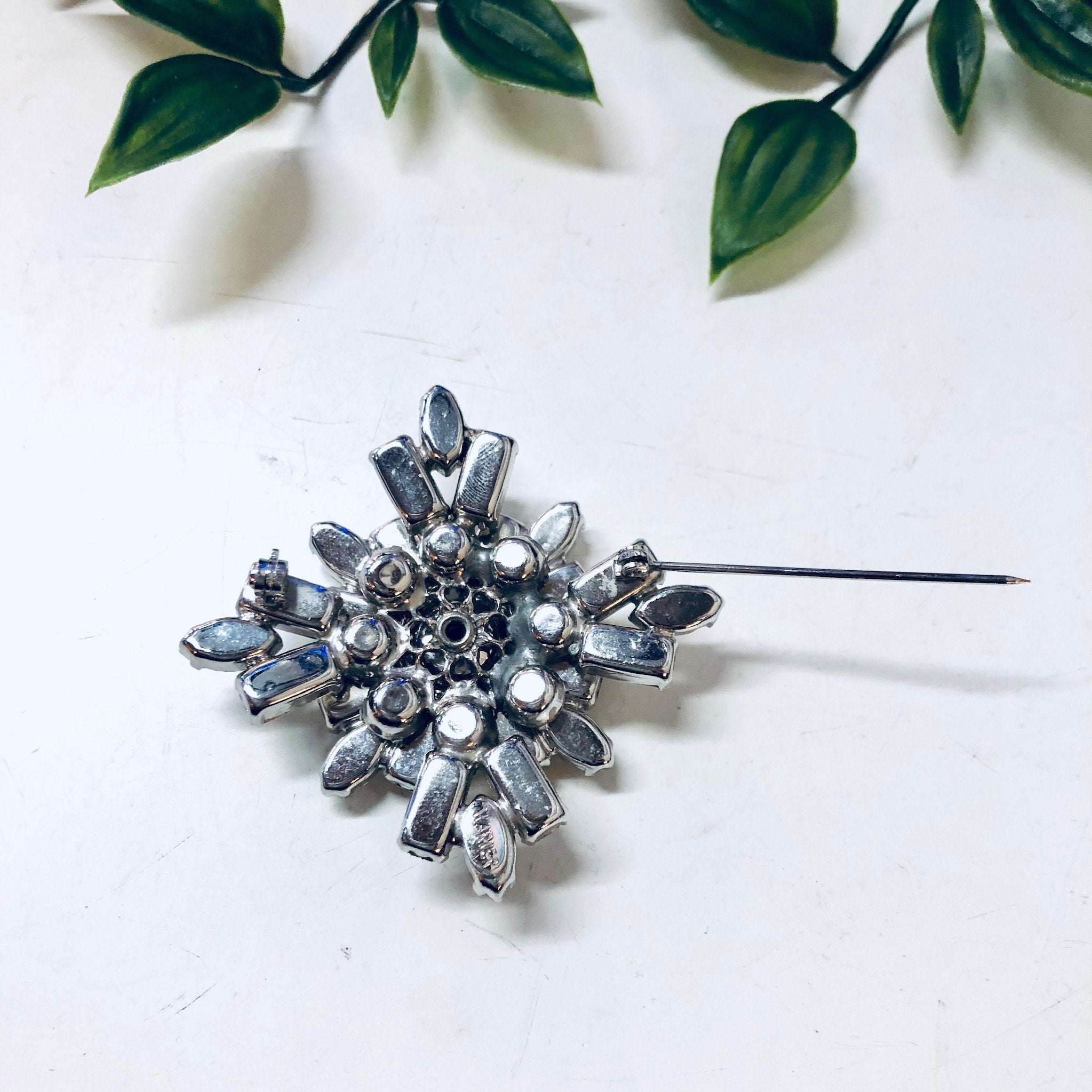 Rhinestone Brooch, Joseph Warner, Warner Jewelry, Vintage Jewelry, Rhinestones, Costume Jewelry, Large Brooch, Unique Jewelry, Vintage Pin