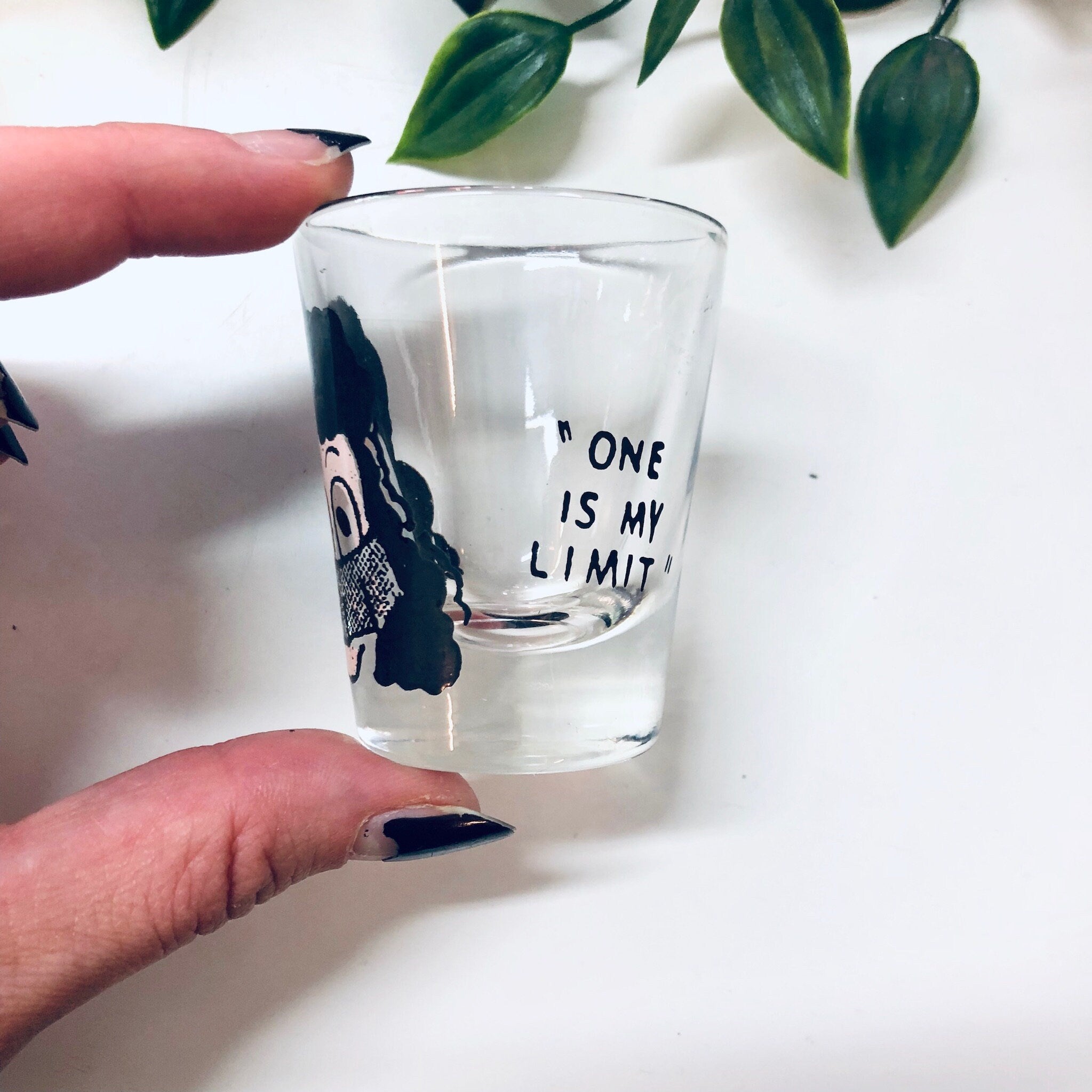 Vintage Shot Glass, Humorous Glass, Funny Glass, Joke Shot Glass, One is My Limit, Home Bar, Vintage Home Decor, Vintage Bar Face Shot Glass