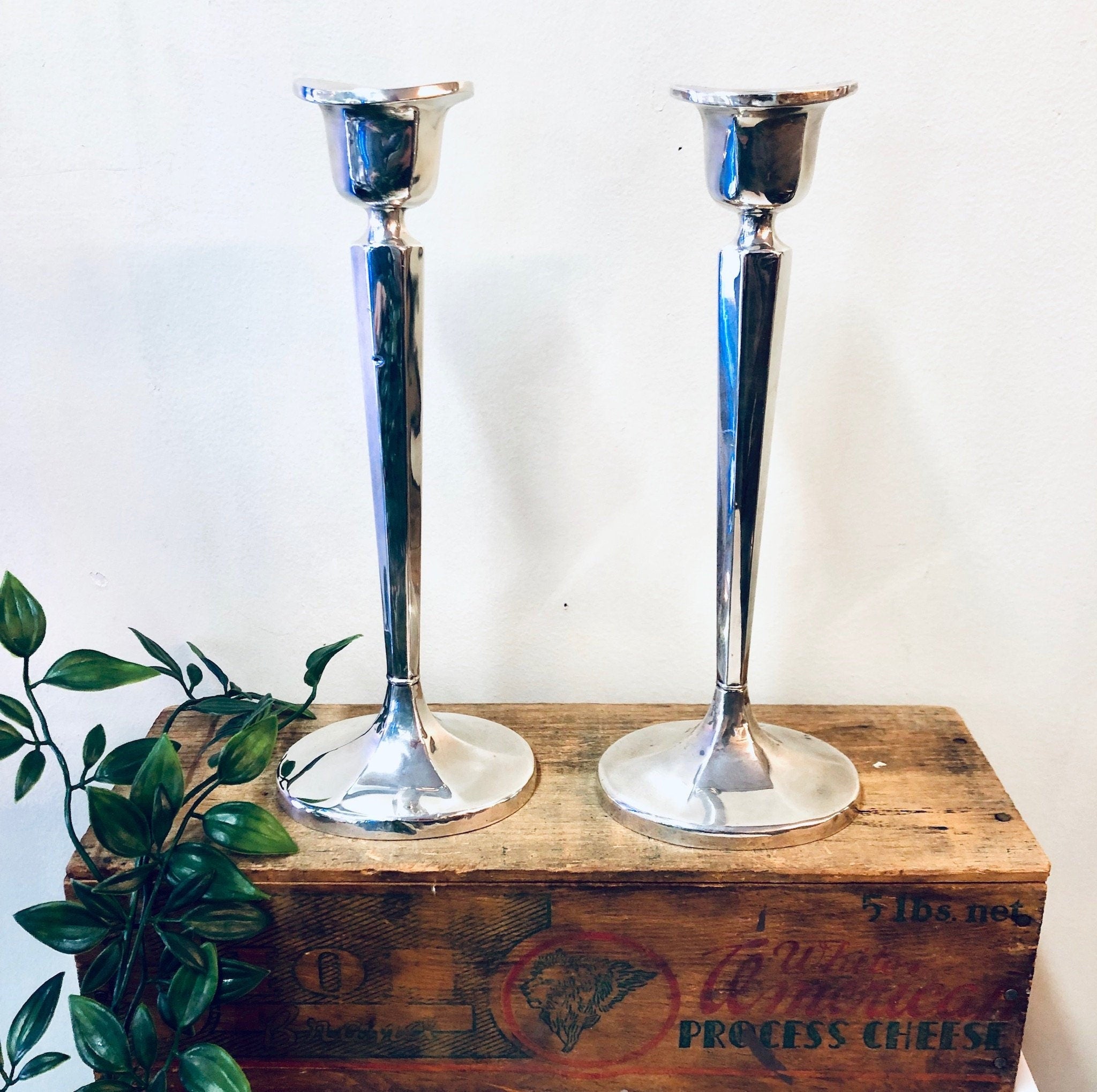 Vintage Silver Candlesticks Candle Holders Sterling Silver Home Decor Vintage Centerpiece Mantlepiece Clean Shiny Candles