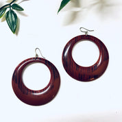 Vintage Plastic Earrings Red and Black Vintage Jewelry Hoop Circular Pierced Ears Costume Jewelry Statement Jewelry Stripes Unique Dark Red