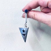 Vintage Earrings, Silver Earrings, Star and Moon, Space Earrings, Blue Lapis Stone, Unique Earrings, Statement Jewelry, Pierced Ears, Blue