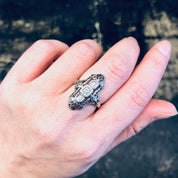 Art Deco Ring, 18K White Gold Ring with Diamonds, Diamond Ring, Vintage Gold Ring, Engagement Ring, Bridal Jewelry, Valentines Day Gift