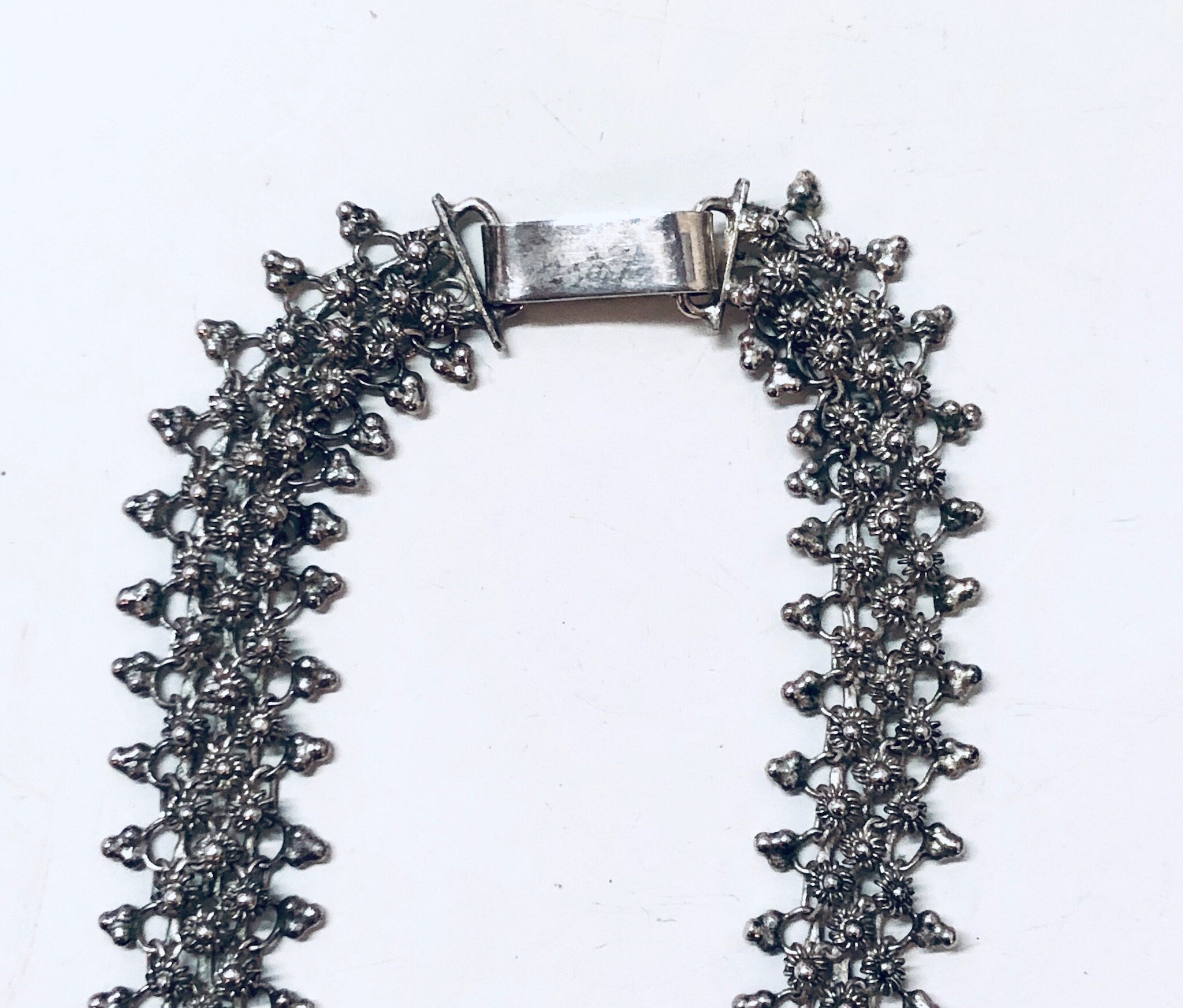 Vintage Silver Necklace, Vintage Choker, Link Necklace, Short Necklace, Vintage Jewelry, Thick Choker, Statement Jewelry, Hook Closure,