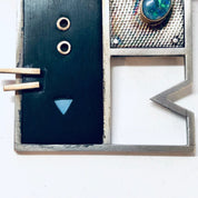 Abstract Vintage Brooch, Signed Vintage Brooch, Opal Brooch, Vintage Silver Brooch, Oval Shaped Opal, Synthetic Opal, Blue and Green Opal