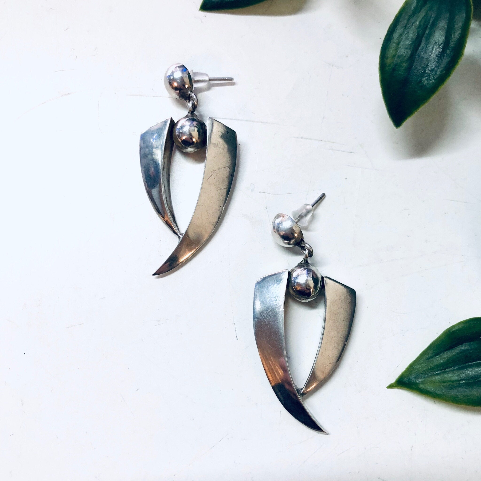 Vintage Earrings, Abstract Earrings, Dangle Earrings, Silver Earrings, Valentines Day Gift, Earrings for Wife, Minimalist Jewelry