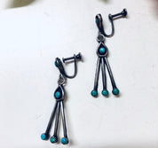 Vintage Earrings, Screw Back Earrings, Silver Earrings, Turquoise Jewelry, Vintage Jewelry, Valentines Day Gift, Unique Jewelry, Blue Stones
